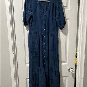 Sonoma Blue Buttoned Tiered Sundress